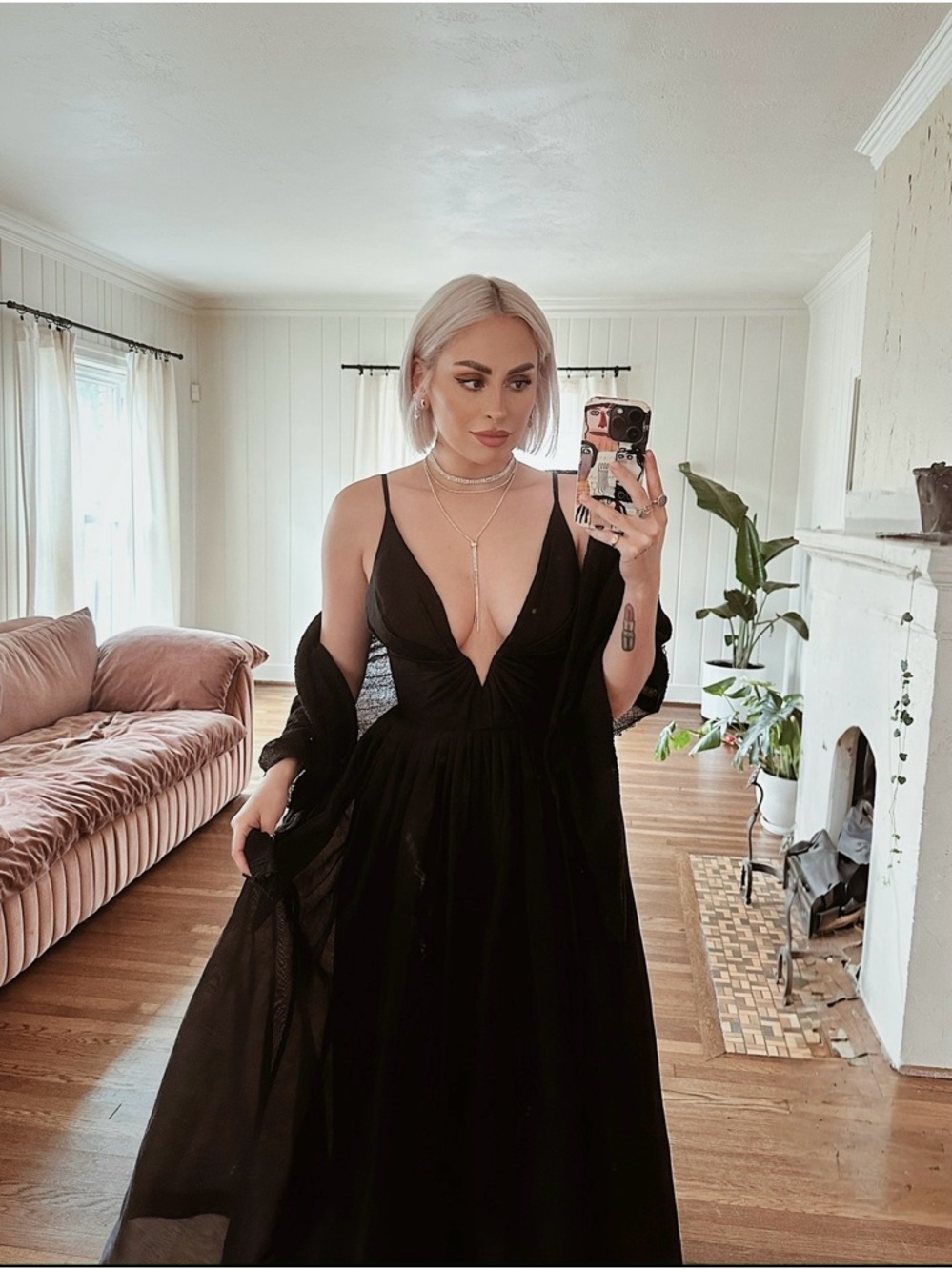 Zimmermann Black Plunging Midi Dress